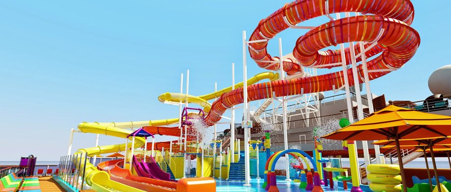 Großer Spaß im Water Works Aquapark an Bord der Carnival Vista